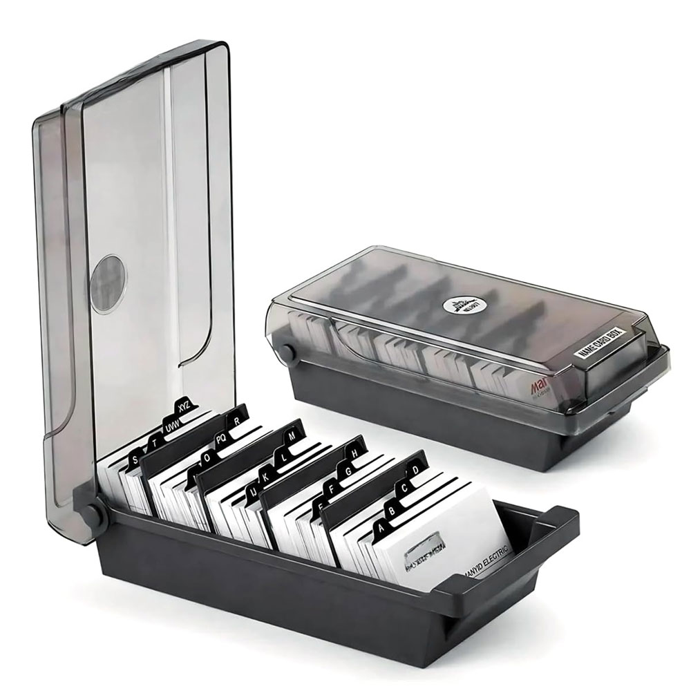 Card Index Box - กล่องใส่นามบัตรแบบตั้งโต๊ะ ความจุขนาดใหญ่ บรรจุการ์ดได้ 500 ใบ พร้อมตัวแบ่ง