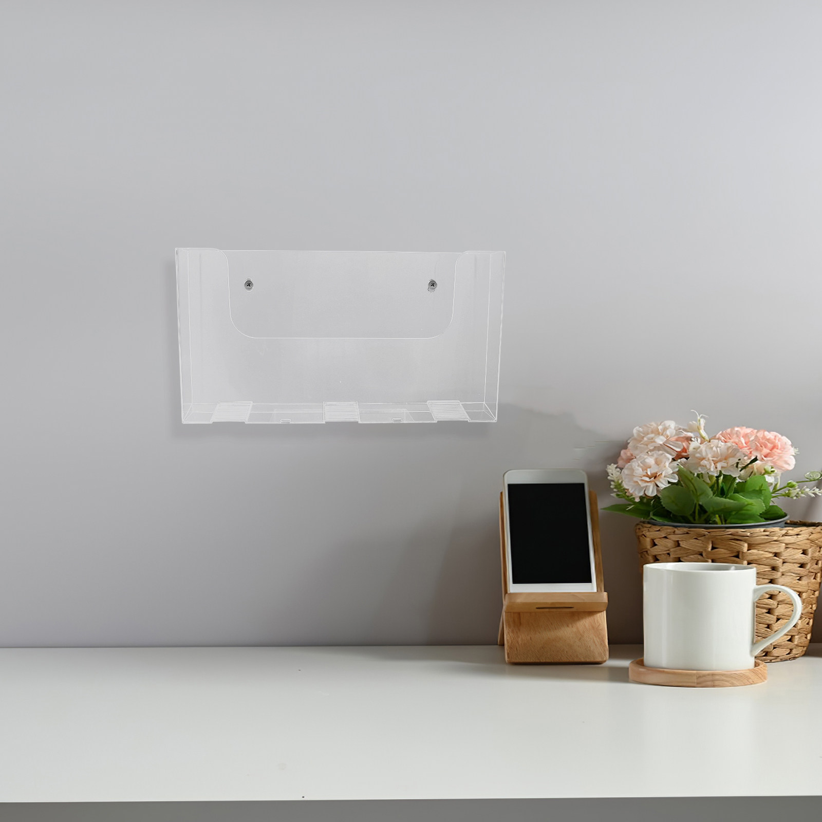 Magazine Holder Rack - ที่ใส่นิตยสารติดผนัง 2 ชิ้น ที่เก็บเอกสารอะคริลิกใส ที่เก็บเอกสารติดผนัง ชั้นวางเอกสารสำนักงาน
