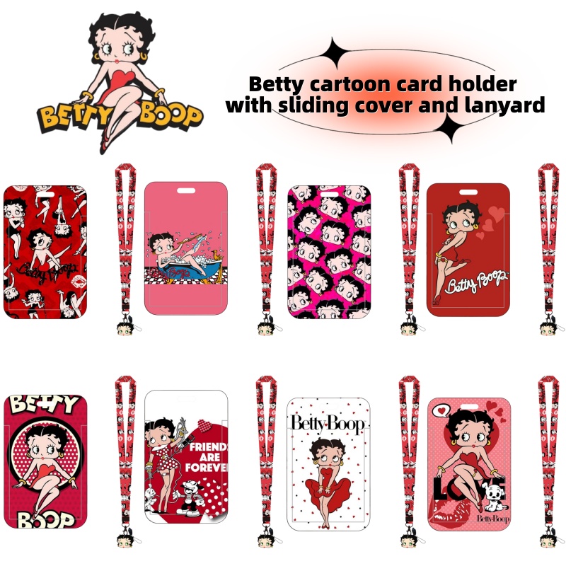 Index Card Holder - ที่ใส่บัตรอนิเมะซีรีส์ Betty Boop, บัตรอาหารในมหาวิทยาลัย, บัตรประจำตัวที่ทำงาน, บัตรประจำตัวนักเรียนลายการ์ตูนสาว,