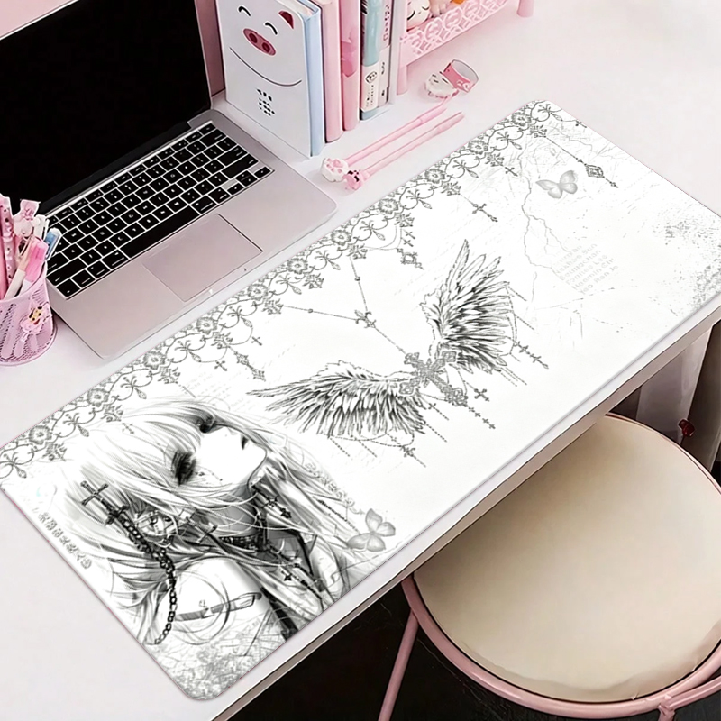 แผ่นรองเมาส์หนังสีดำสีขาวอะนิเ - Leather Desk Pad บทวิจารณ์และราคา